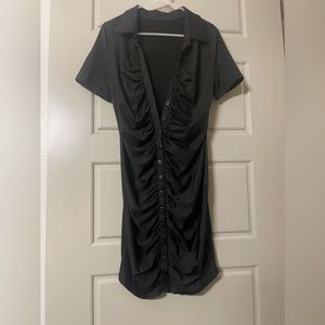 Black mini button up dress